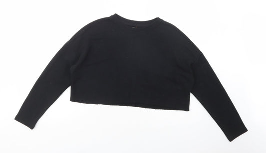 Pull & Bear Womens Black  Cotton Pullover Sweatshirt Size S  Pullover - Cropped