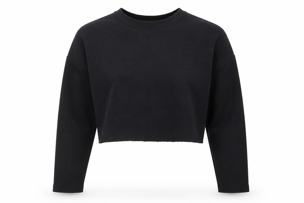 Pull & Bear Womens Black  Cotton Pullover Sweatshirt Size S  Pullover - Cropped