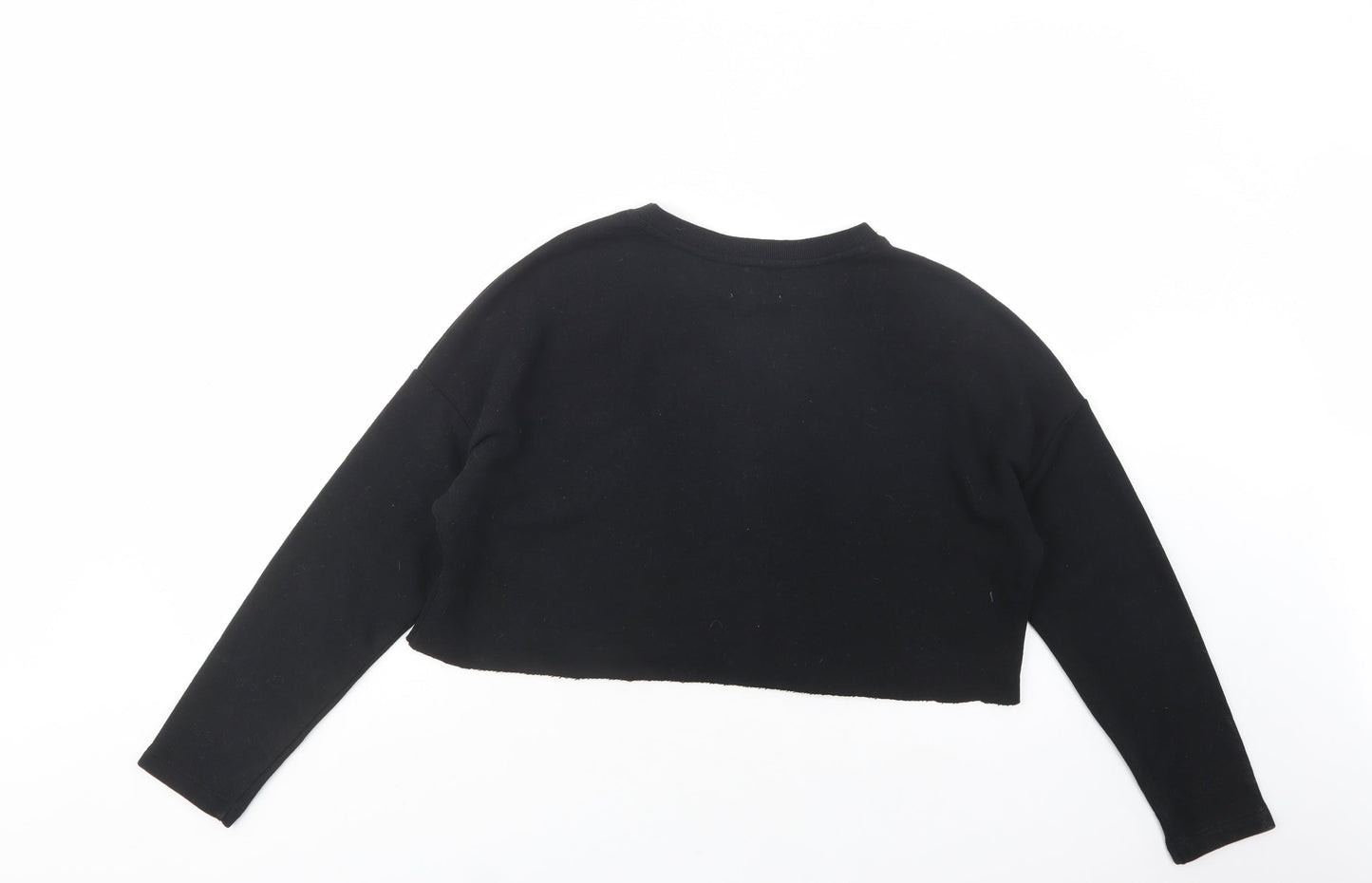 Pull & Bear Womens Black  Cotton Pullover Sweatshirt Size S  Pullover - Cropped