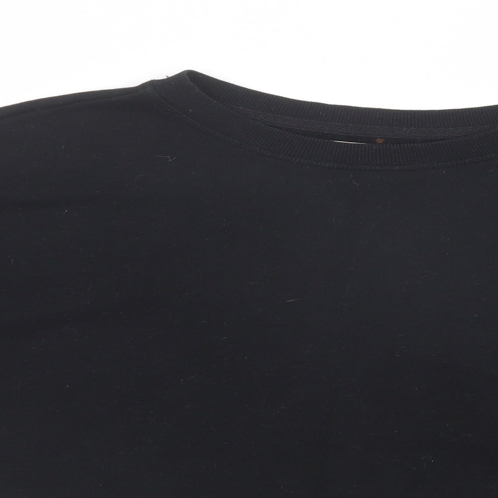 Pull & Bear Womens Black  Cotton Pullover Sweatshirt Size S  Pullover - Cropped