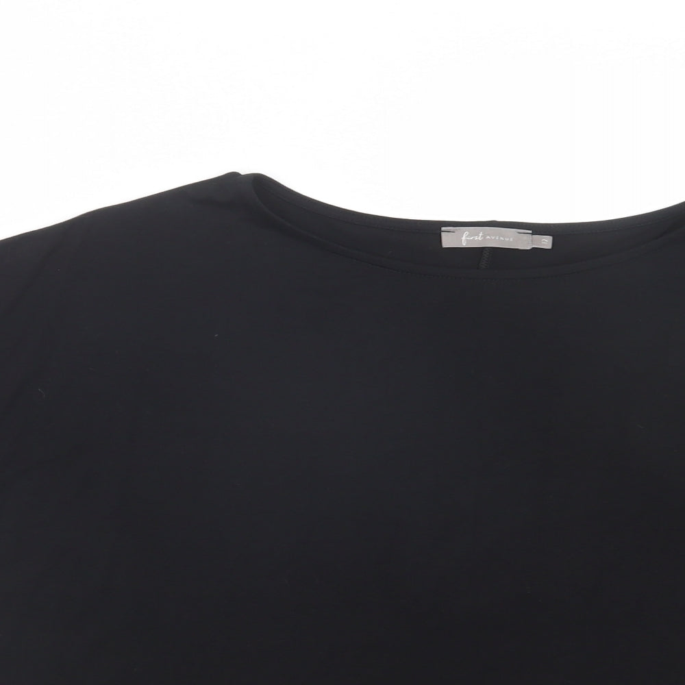 First Avenue Womens Black Colourblock Viscose Basic Blouse Size 12 Boat Neck