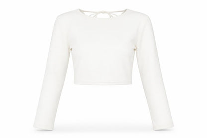 PRETTYLITTLETHING Womens White  Polyester Cropped Blouse Size 6 Round Neck