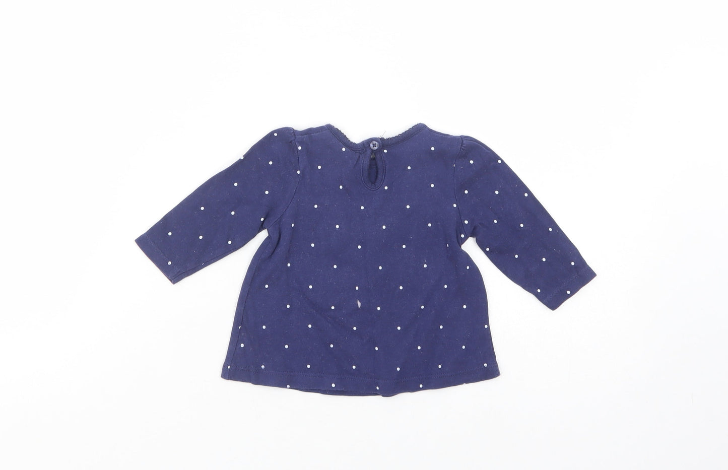 George Baby Blue Polka Dot Cotton Basic Blouse Size 0-3 Months Crew Neck Button