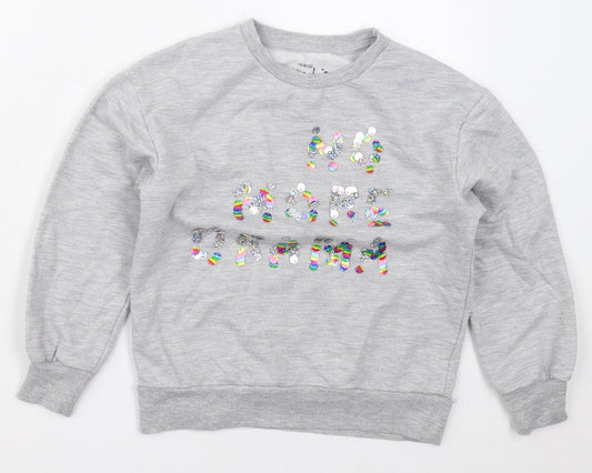 Pep&Co Girls Grey  Polyester Pullover Sweatshirt Size 7-8 Years  Pullover - No More Drama