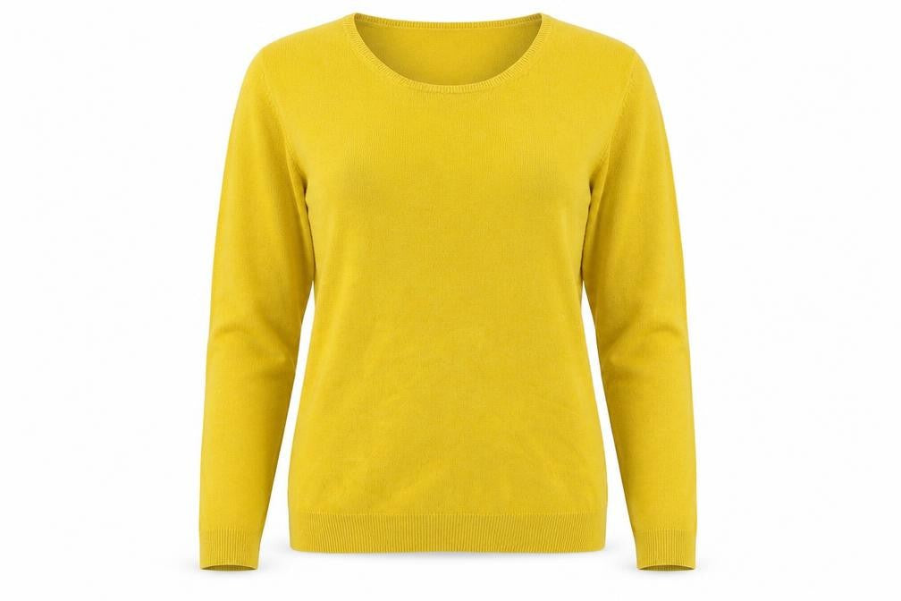 BHS Womens Yellow Crew Neck  Acrylic Pullover Jumper Size 14