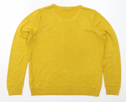 BHS Womens Yellow Crew Neck  Acrylic Pullover Jumper Size 14