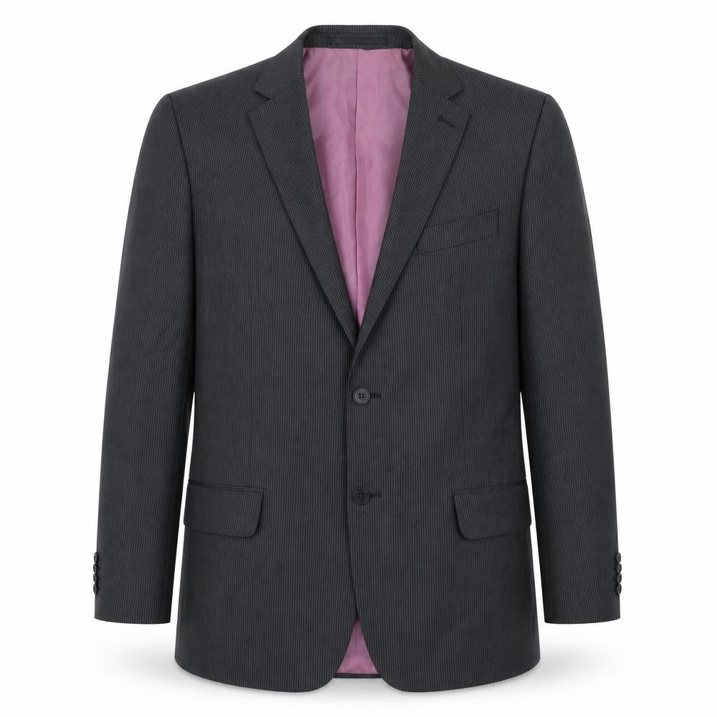 F&F Mens Grey Striped Polyester Jacket Suit Jacket Size 38