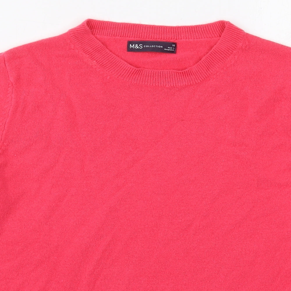 Marks and Spencer Womens Pink Cowl Neck  Acrylic Pullover Jumper Size 10