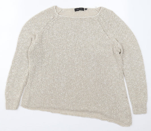 New Look Womens Beige Round Neck  Acrylic Pullover Jumper Size 12