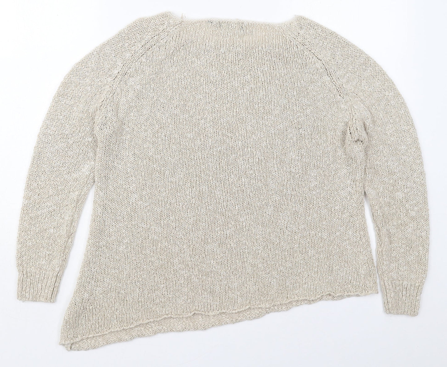 New Look Womens Beige Round Neck  Acrylic Pullover Jumper Size 12