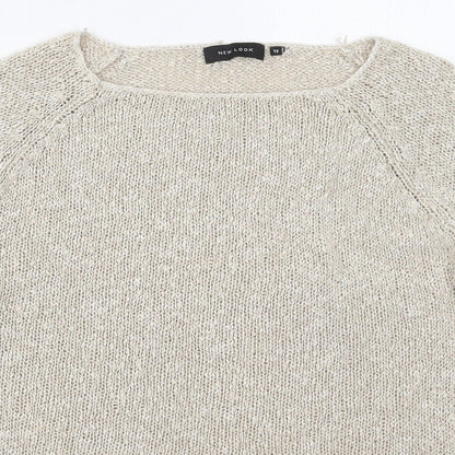 New Look Womens Beige Round Neck  Acrylic Pullover Jumper Size 12