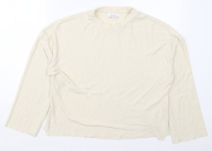 Topshop Womens Beige Crew Neck  Polyester Pullover Jumper Size 8