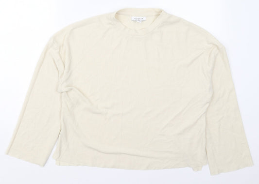 Topshop Womens Beige Crew Neck  Polyester Pullover Jumper Size 8