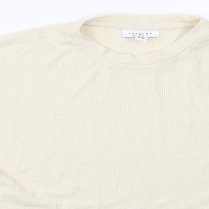 Topshop Womens Beige Crew Neck  Polyester Pullover Jumper Size 8
