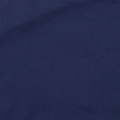 Preloved Dunnes Womens Blue  Nylon Cropped T-Shirt Size M Mock Neck Pullover - Label
