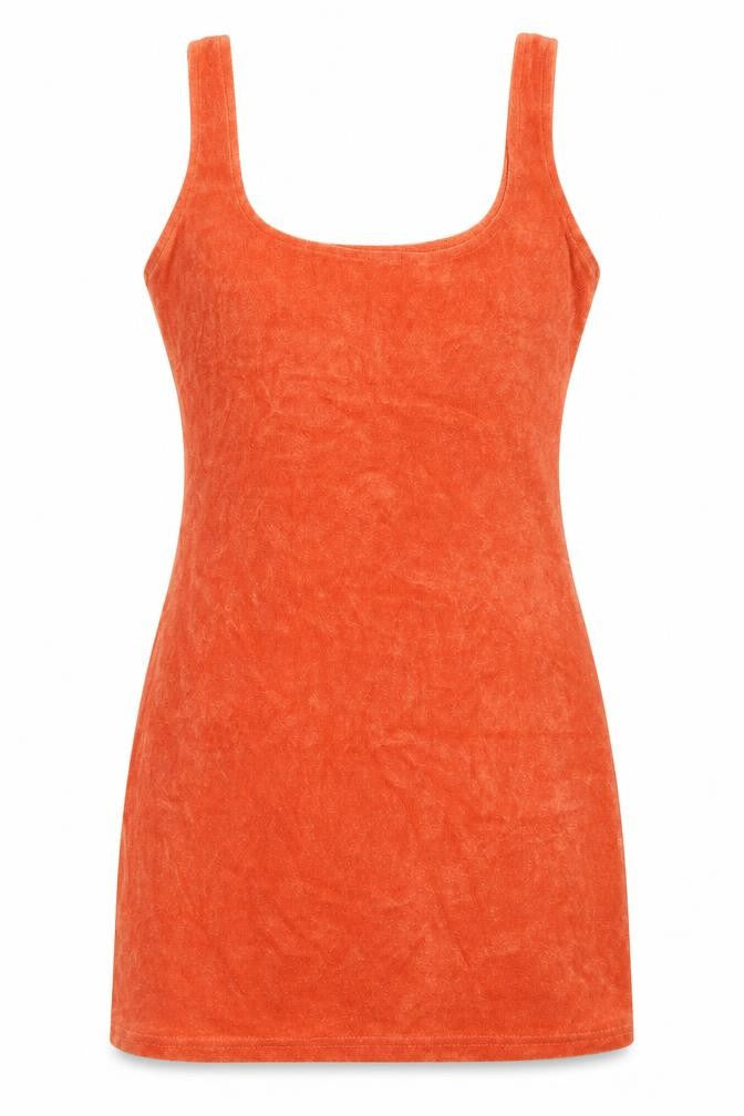 PRETTYLITTLETHING Womens Orange  Cotton Mini  Size 4  Scoop Neck Pullover