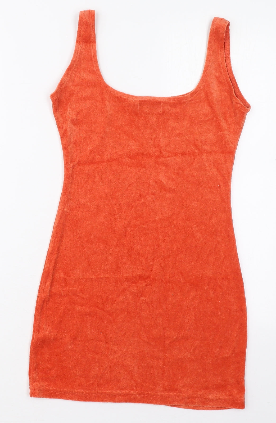 PRETTYLITTLETHING Womens Orange  Cotton Mini  Size 4  Scoop Neck Pullover