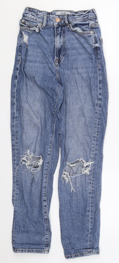 New Look Womens Blue  Cotton Mom Jeans Size 6 L26 in Regular Button