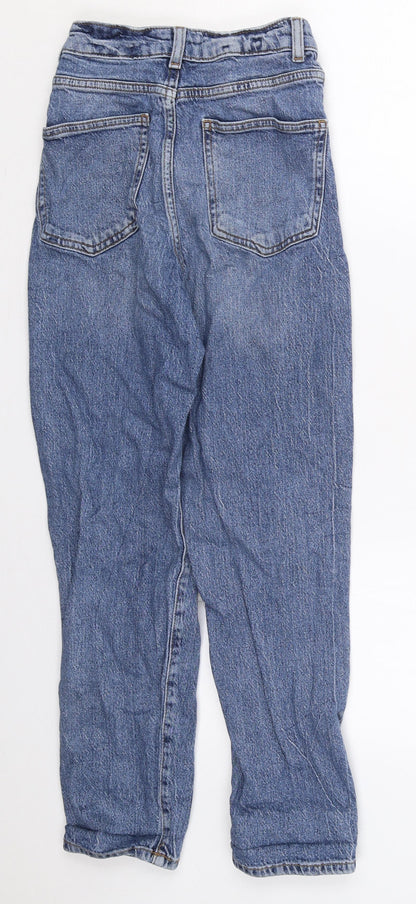 New Look Womens Blue  Cotton Mom Jeans Size 6 L26 in Regular Button