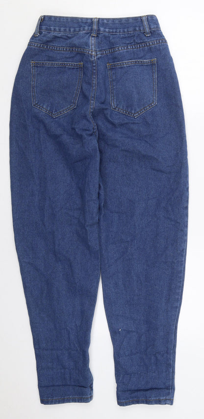 PRETTYLITTLETHING Womens Blue  Cotton Mom Jeans Size 4 L28 in Regular Button