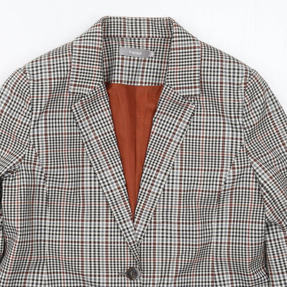 Fransa Womens Grey Check Polyester Jacket Suit Jacket Size 10