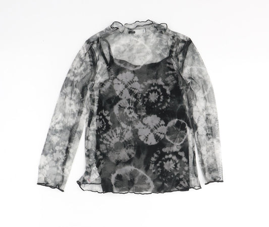 NEXT Girls Black  Polyester Basic Blouse Size 4 Years Round Neck Pullover