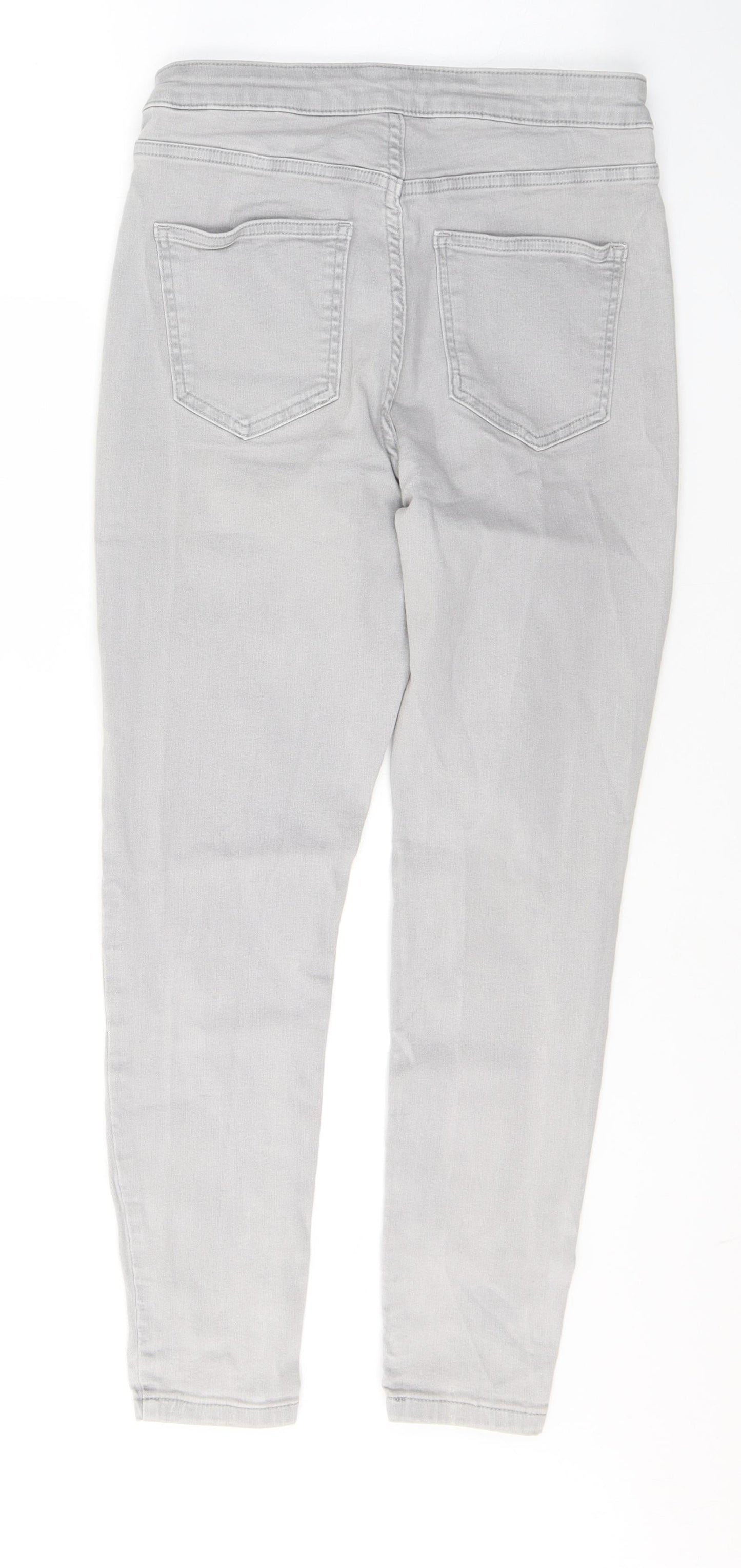 Marks and Spencer Womens Grey  Cotton Skinny Jeans Size 12 L25 in Slim Button