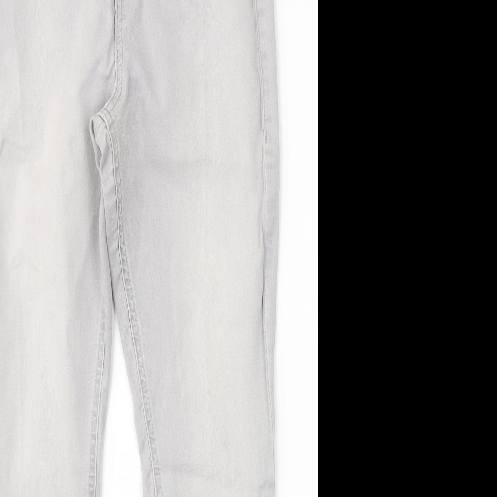 Marks and Spencer Womens Grey  Cotton Skinny Jeans Size 12 L25 in Slim Button