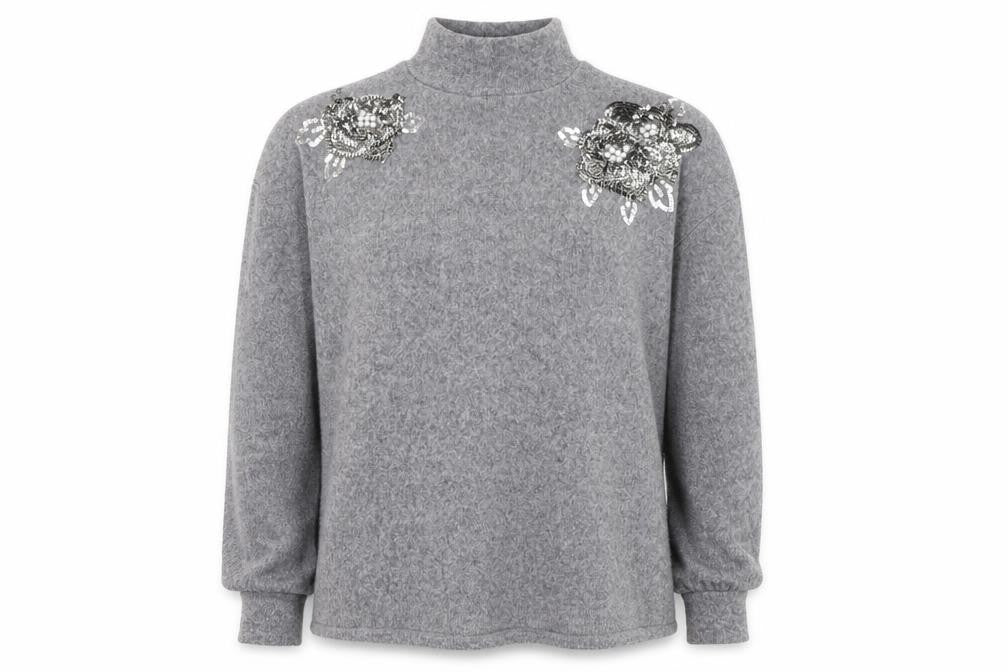 F&F Womens Grey High Neck  Acrylic Pullover Jumper Size 8