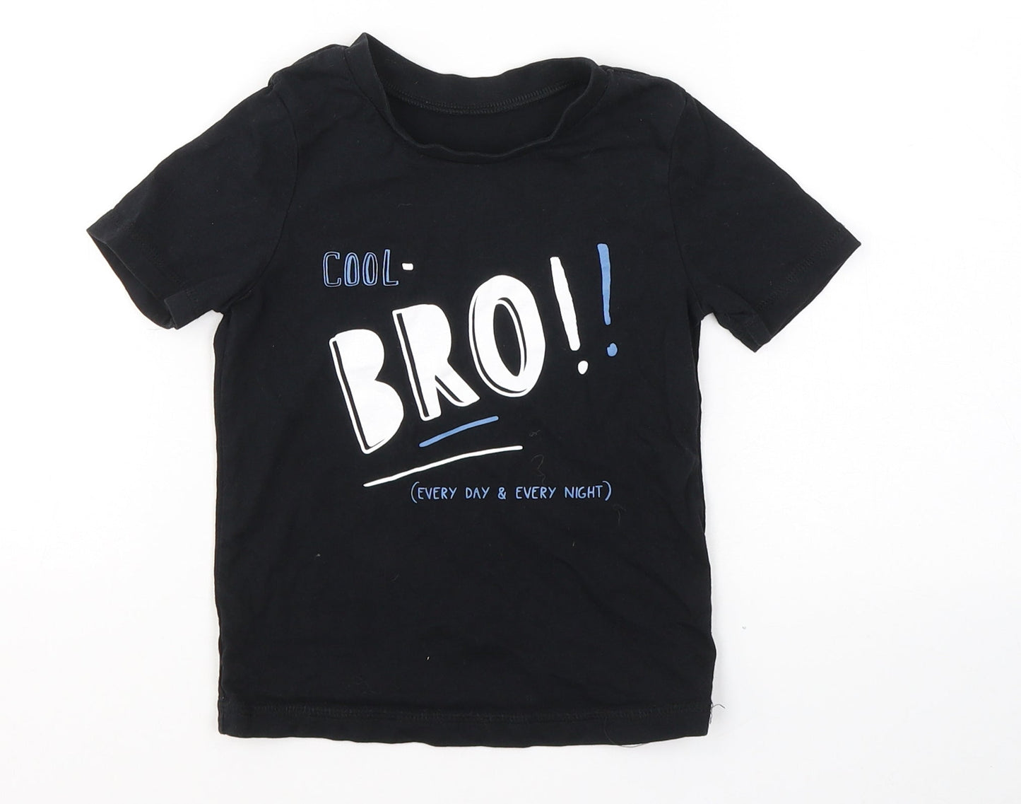 George Boys Black  Cotton Basic T-Shirt Size 2-3 Years Round Neck Pullover - Cool Bro