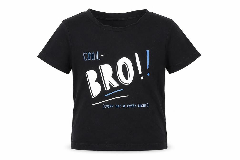 George Boys Black  Cotton Basic T-Shirt Size 2-3 Years Round Neck Pullover - Cool Bro