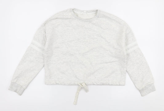 Marks and Spencer Girls Grey  Cotton Pullover Sweatshirt Size 10-11 Years  Pullover