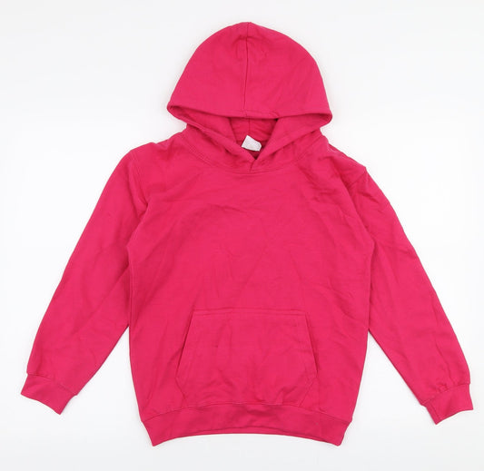 Just Hoods Girls Pink  Cotton Pullover Hoodie Size 9-10 Years  Pullover