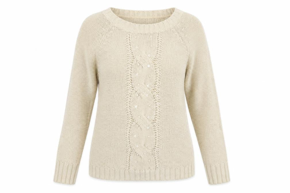 Key Largo Womens Beige Boat Neck  Acrylic Pullover Jumper Size M