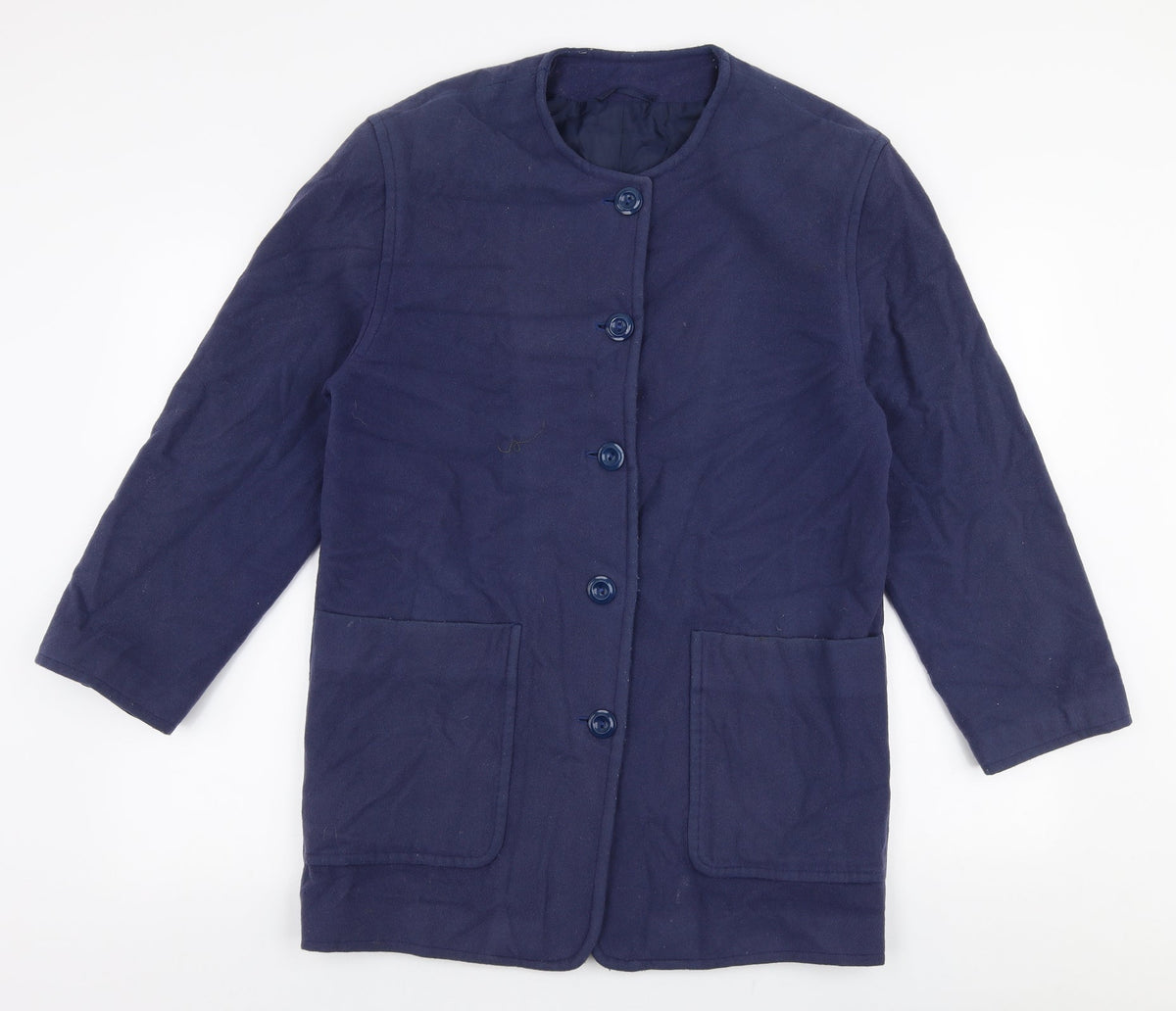 Preworn Womens Blue   Overcoat Coat Size 10  Button