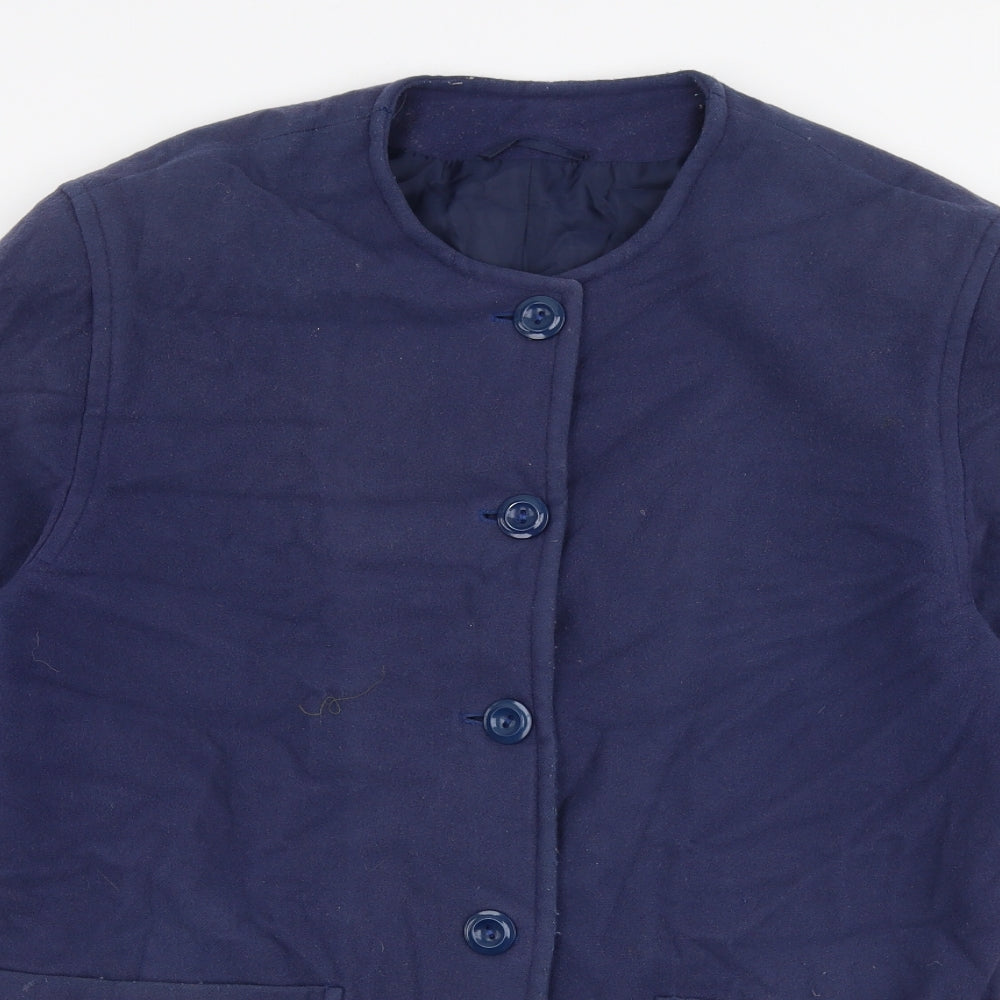 Preworn Womens Blue   Overcoat Coat Size 10  Button