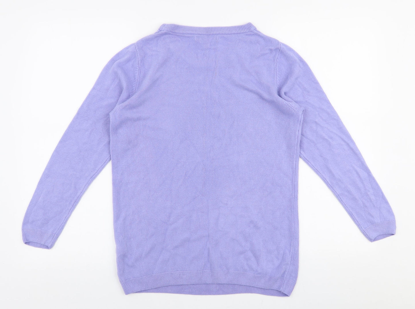 Charmance Womens Purple Round Neck  Polyester Pullover Jumper Size M
