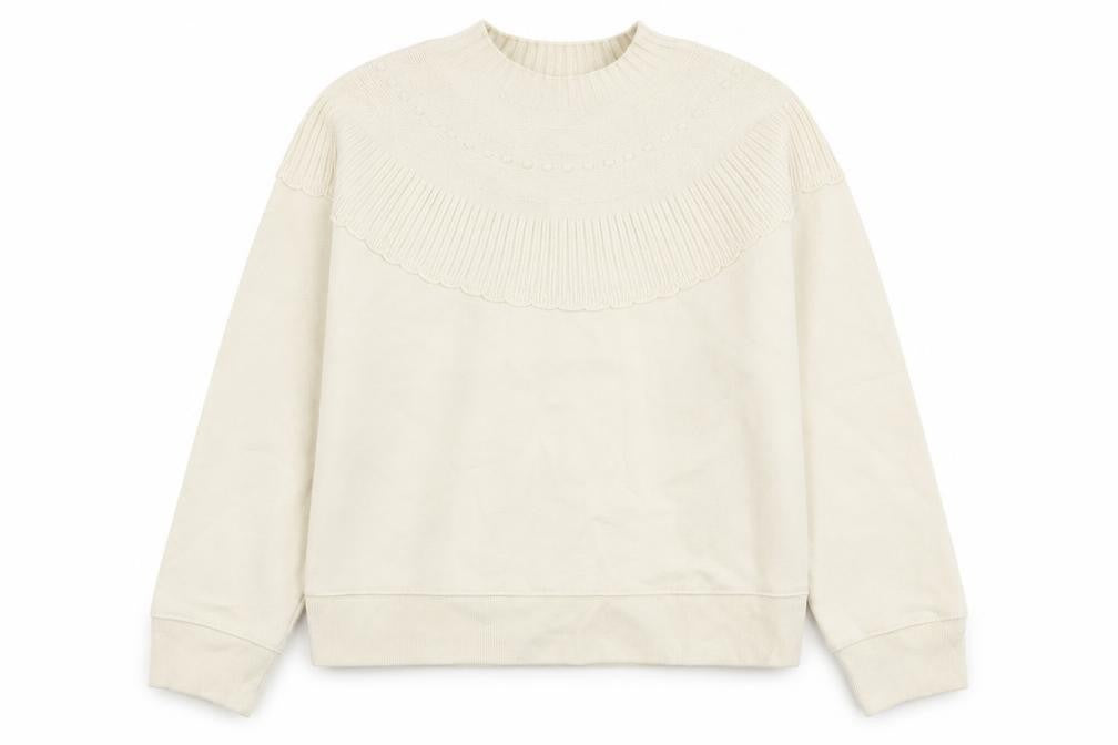 Zara Womens Ivory High Neck  Cotton Pullover Jumper Size S