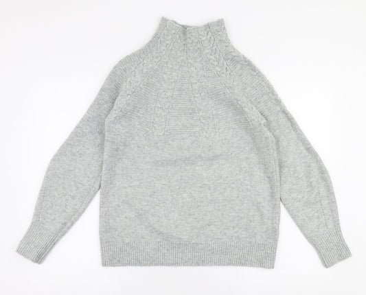 Topshop Womens Grey High Neck  Acrylic Pullover Jumper Size XS