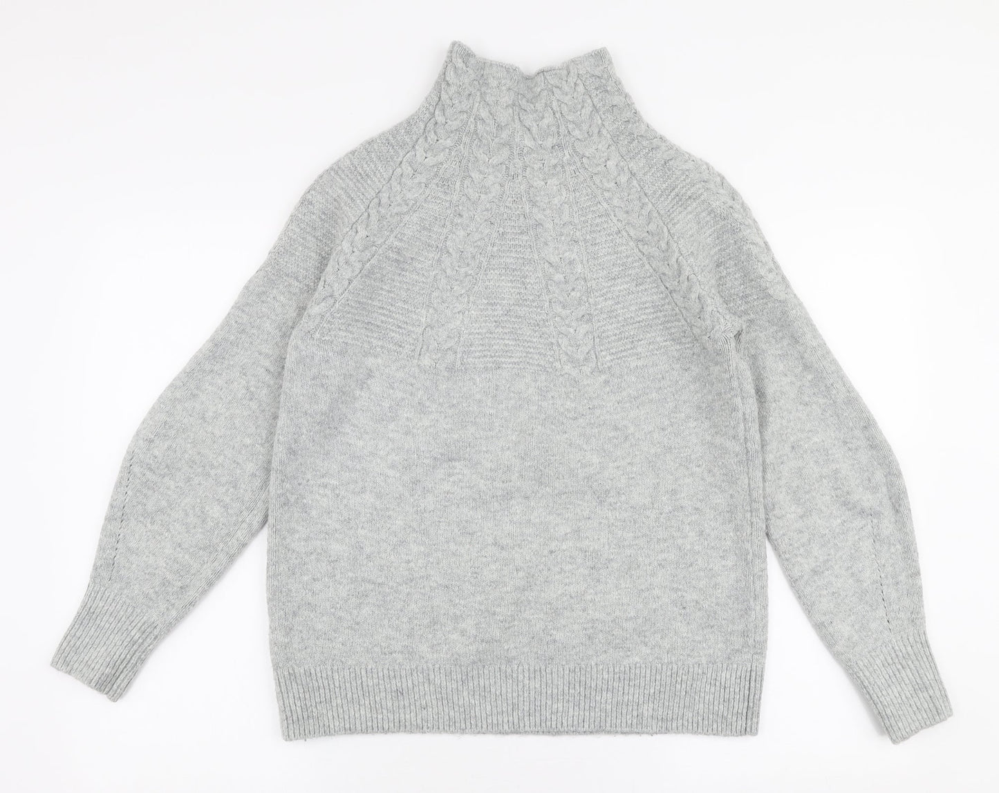 Topshop Womens Grey High Neck  Acrylic Pullover Jumper Size XS