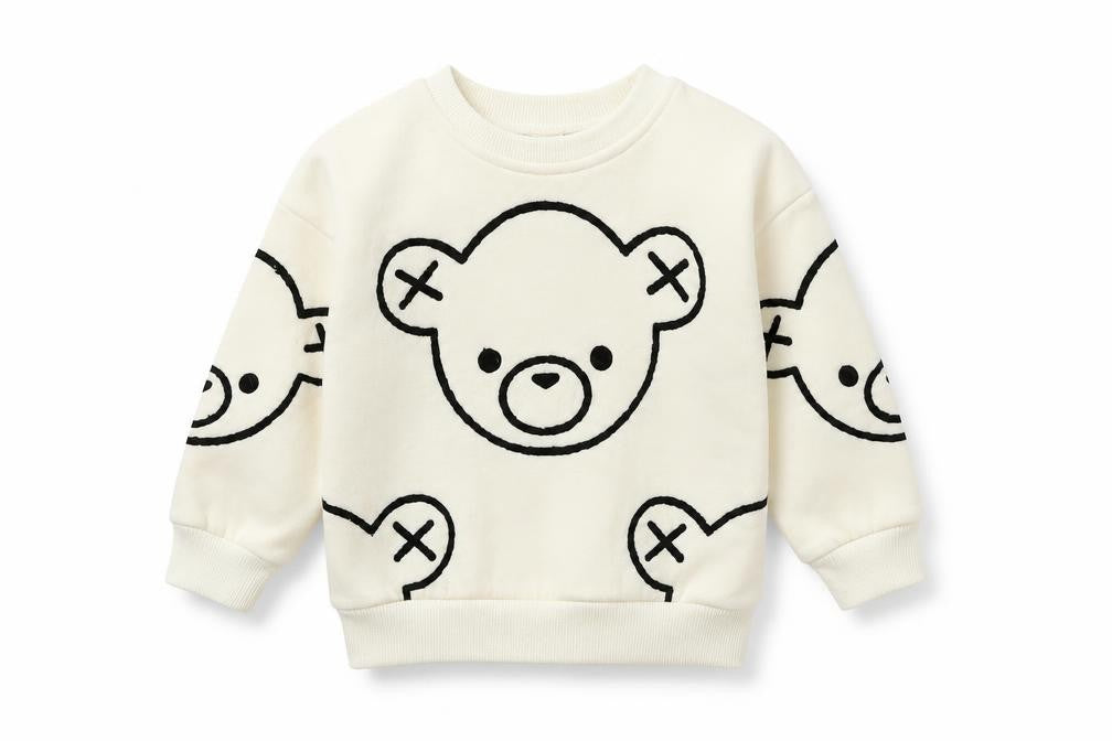 Preworn Boys White Round Neck Animal Print Cotton Pullover Jumper Size S  Pullover