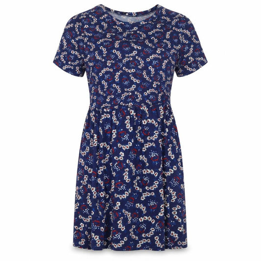 Oasis Womens Blue Floral Viscose Slip Dress  Size S  Round Neck Drawstring