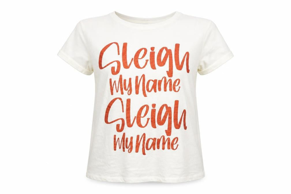 Pep&Co Womens White  100% Cotton Basic T-Shirt Size S Round Neck - Sleigh My Name Sleigh My Name