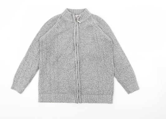 EWM Womens Grey High Neck  Acrylic Cardigan Jumper Size S