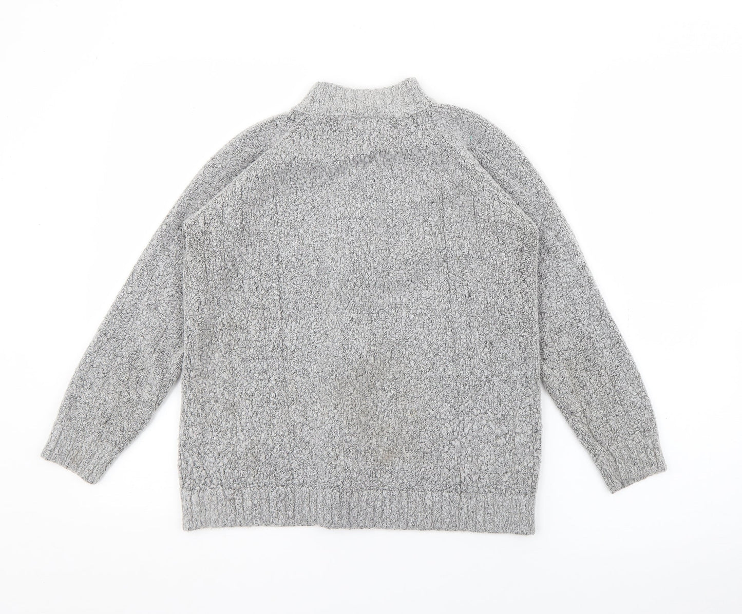 EWM Womens Grey High Neck  Acrylic Cardigan Jumper Size S