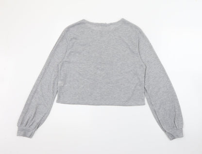 I SAW IT FIRST Womens Grey Round Neck  Polyester Pullover Jumper Size 14