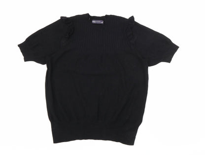 Marks & Spencer Womens Black Crew Neck  Viscose Pullover Jumper Size 12