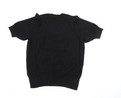 Marks & Spencer Womens Black Crew Neck  Viscose Pullover Jumper Size 12