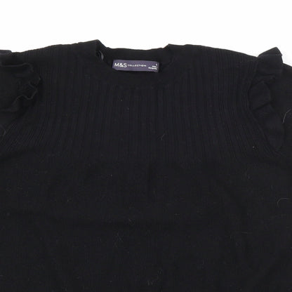 Marks & Spencer Womens Black Crew Neck  Viscose Pullover Jumper Size 12