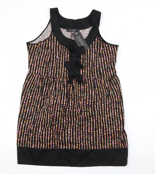 Zuppe Womens Black Geometric Cotton Fit & Flare  Size 4  Square Neck